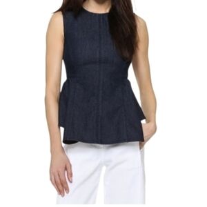 Theory Woman Blue Denim Sleeveless Peplum Blouse Top Size Small